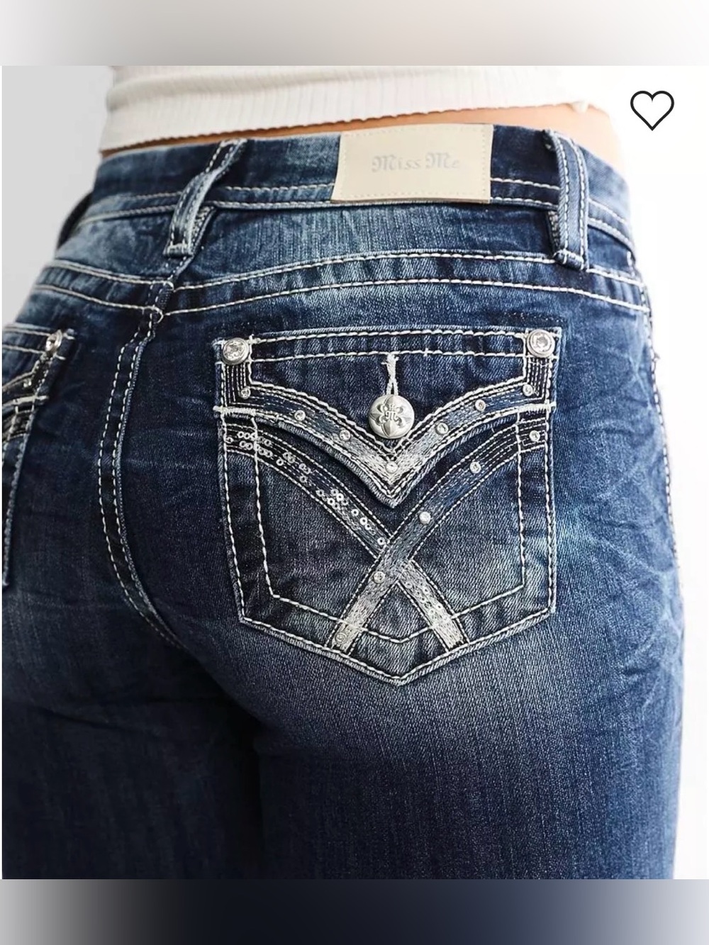 Miss Me Jeans Womens Size 30 Curvy boot Rhinestone Embroidered Stretch denim